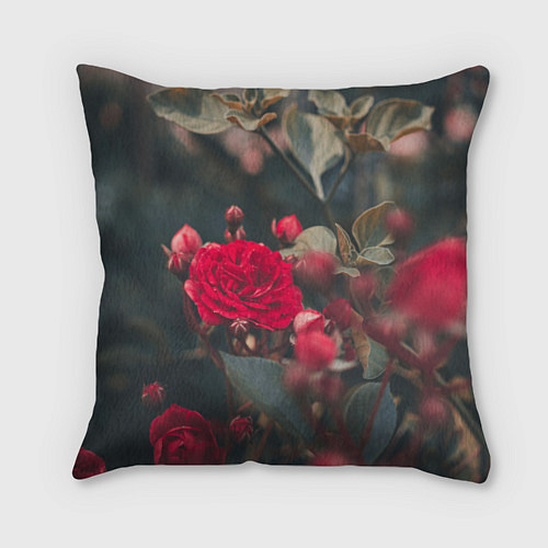Подушка квадратная Красная дикая роза / 3D-принт – фото 1