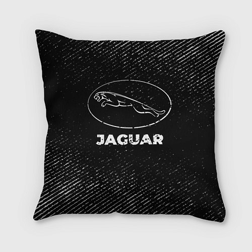 Подушка квадратная Jaguar с потертостями на темном фоне / 3D-принт – фото 1