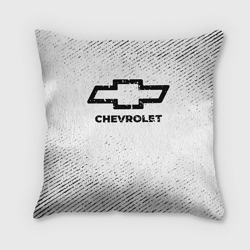 Подушка квадратная Chevrolet с потертостями на светлом фоне / 3D-принт – фото 1