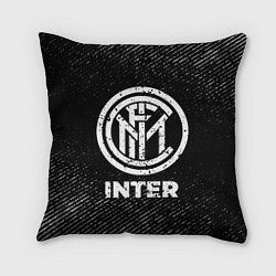 Подушка квадратная Inter с потертостями на темном фоне