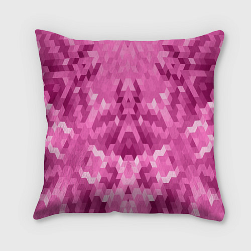 Подушка квадратная Яркий малиново-розовый геометрический узор / 3D-принт – фото 1