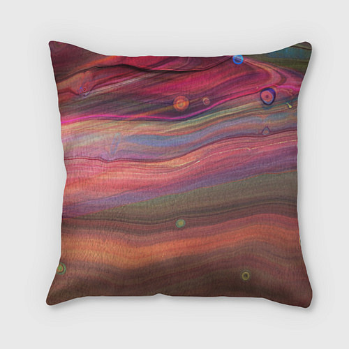 Подушка квадратная Розово-оранжевый абстрактный песок / 3D-принт – фото 1