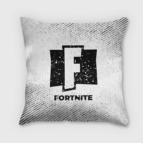 Подушка квадратная Fortnite с потертостями на светлом фоне / 3D-принт – фото 1