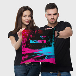 Подушка квадратная Nazareth - neon gradient: символ сверху, цвет: 3D-принт — фото 2