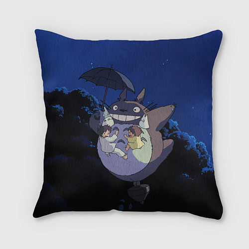 Подушка квадратная Night flight Totoro / 3D-принт – фото 1