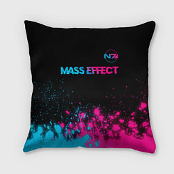 Подушка квадратная Mass Effect - neon gradient: символ сверху, цвет: 3D-принт