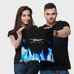 Подушка квадратная Tokio Hotel blue fire, цвет: 3D-принт — фото 2