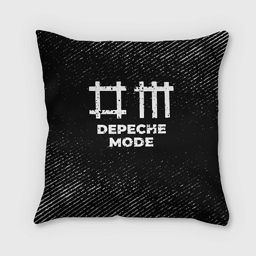 Подушка квадратная Depeche Mode с потертостями на темном фоне / 3D-принт – фото 1