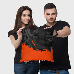 Подушка квадратная Black & Orange, цвет: 3D-принт — фото 2