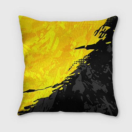 Подушка квадратная Black and yellow / 3D-принт – фото 1