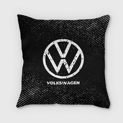 Подушка квадратная Volkswagen с потертостями на темном фоне / 3D-принт – фото 1