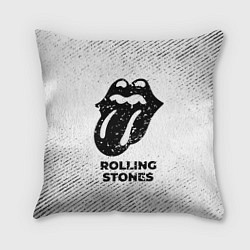 Подушка квадратная Rolling Stones с потертостями на светлом фоне