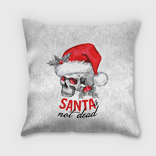 Подушка квадратная Santa is not dead, skull in red hat / 3D-принт – фото 1