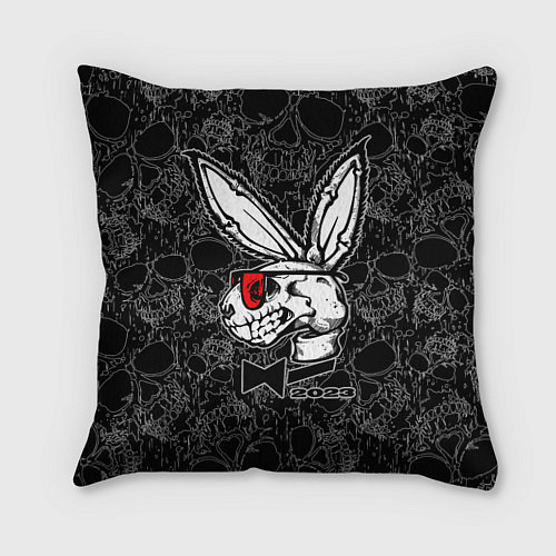 Подушка квадратная Playboy Skull - Rabbit 2023 / 3D-принт – фото 1