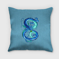 Подушка квадратная Синий дракон в форме цифры 8, цвет: 3D-принт