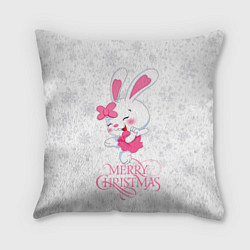 Подушка квадратная Merry Christmas, cute bunny, цвет: 3D-принт