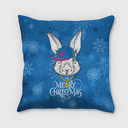 Подушка квадратная Merry Christmas, rabbit in cap, цвет: 3D-принт