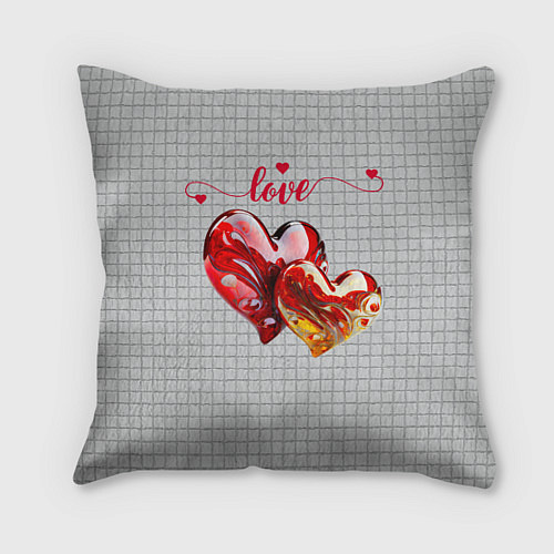 Подушка квадратная Love - сердечки / 3D-принт – фото 1