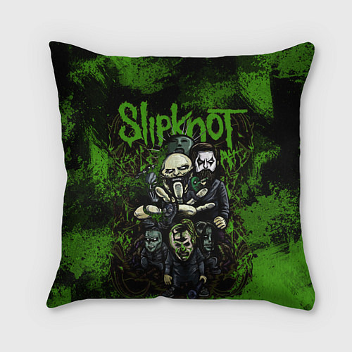 Подушка квадратная Slipknot green art / 3D-принт – фото 1