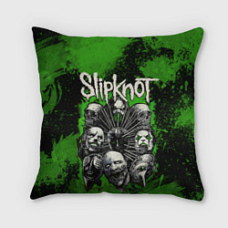 Подушка квадратная Slipknot green abstract, цвет: 3D-принт