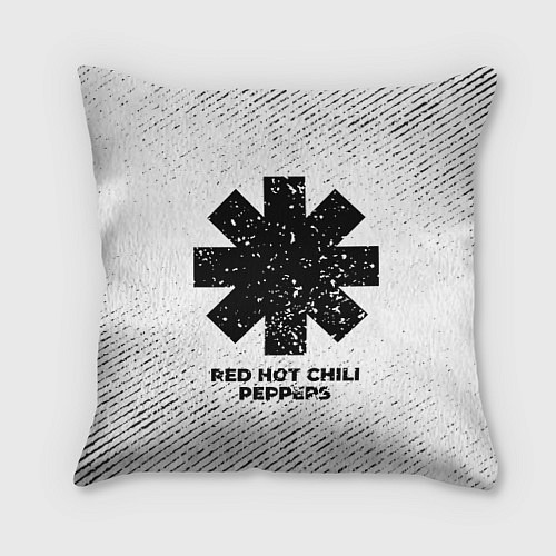 Подушка квадратная Red Hot Chili Peppers с потертостями на светлом фо / 3D-принт – фото 1