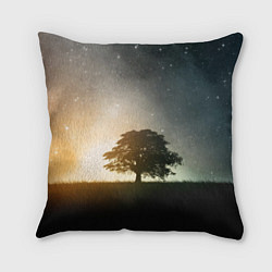 Подушка квадратная Раскидистое дерево на фоне звёздного неба, цвет: 3D-принт