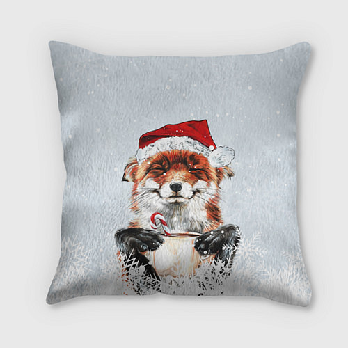 Подушка квадратная Merry Christmas foxy / 3D-принт – фото 1