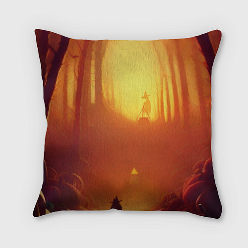 Подушка квадратная Темная ведьма колдует в жутком лесу / 3D-принт – фото 1