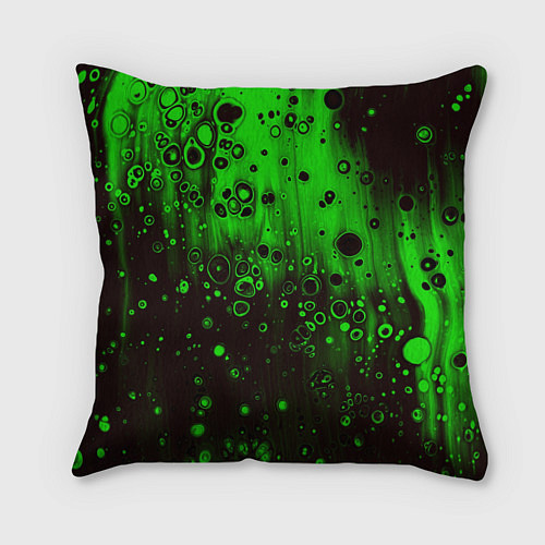 Подушка квадратная Зелёные краски и вода / 3D-принт – фото 1