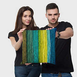Подушка квадратная Разноцветные полосы материала, цвет: 3D-принт — фото 2