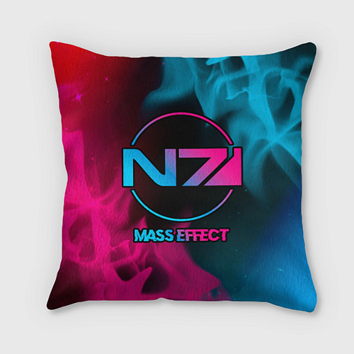 Подушка квадратная Mass Effect - neon gradient / 3D-принт – фото 1