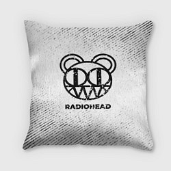 Подушка квадратная Radiohead с потертостями на светлом фоне