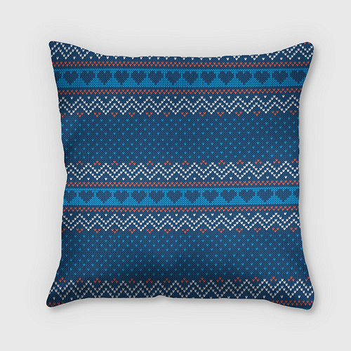 Подушка квадратная Вязанный стиль - сердечки / 3D-принт – фото 1