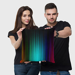 Подушка квадратная Радужные неоновые свечения, цвет: 3D-принт — фото 2