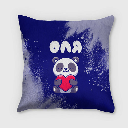 Подушка квадратная Оля панда с сердечком / 3D-принт – фото 1