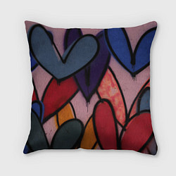 Подушка квадратная Граффити сердца, цвет: 3D-принт
