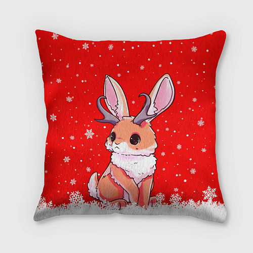 Подушка квадратная Кролик олень - кролик с рожками / 3D-принт – фото 1
