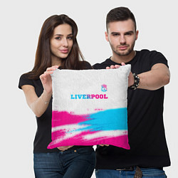 Подушка квадратная Liverpool neon gradient style: символ сверху, цвет: 3D-принт — фото 2