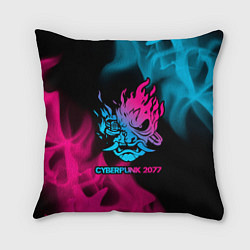 Подушка квадратная Cyberpunk 2077 - neon gradient, цвет: 3D-принт
