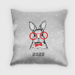 Подушка квадратная Снегопад и кролик 2023