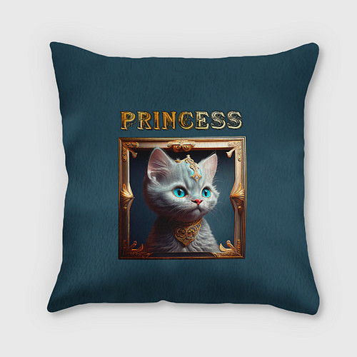 Подушка квадратная Кошечка принцесса - картина в рамке / 3D-принт – фото 1