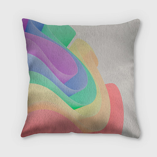 Подушка квадратная Волнообразные разноцветные листы / 3D-принт – фото 1