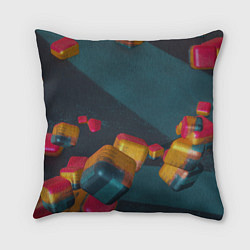 Подушка квадратная Множество абстрактных кубиков, цвет: 3D-принт
