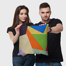 Подушка квадратная Геометрические разноцветные фигyры, цвет: 3D-принт — фото 2