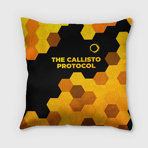 Подушка квадратная The Callisto Protocol - gold gradient: символ свер / 3D-принт – фото 1