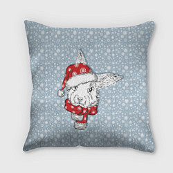 Подушка квадратная Новогодний кролик в шапочке, цвет: 3D-принт