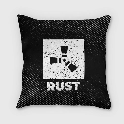 Подушка квадратная Rust с потертостями на темном фоне / 3D-принт – фото 1