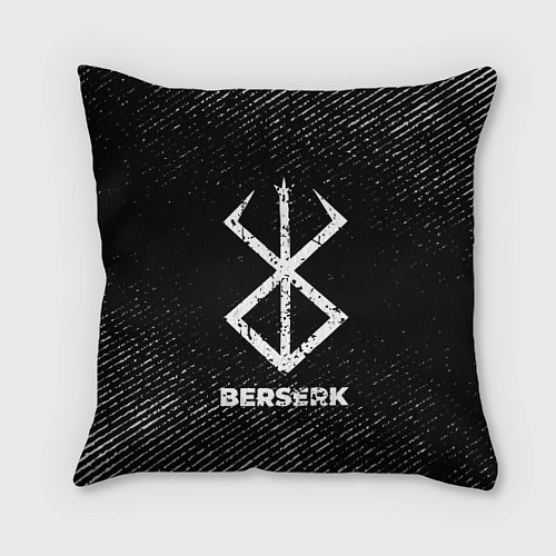 Подушка квадратная Berserk с потертостями на темном фоне / 3D-принт – фото 1