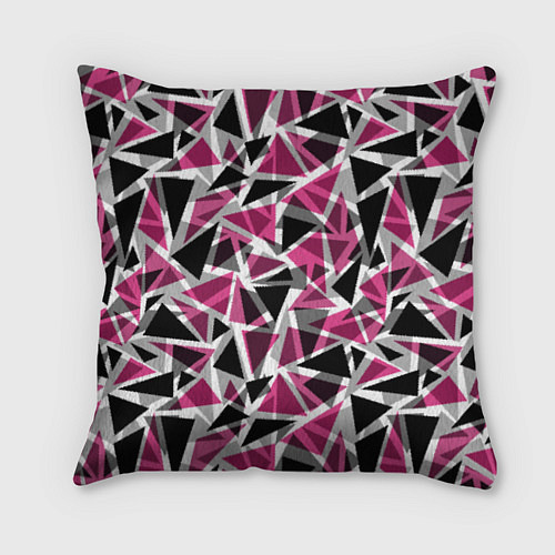 Подушка квадратная Геометрический абстрактный узор в вишнево серых и / 3D-принт – фото 1