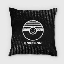 Подушка квадратная Pokemon с потертостями на темном фоне